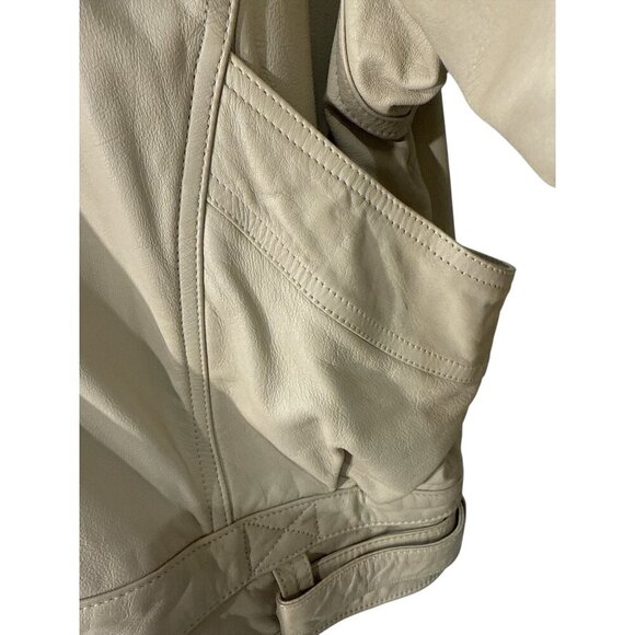 Avanti Tan Genuine Leather Bomber Jacket Size M, Made in Korea Pre-Owned - Picture 4 of 15